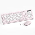 Wireless Keyboard and Mouse Combo Full-Sized Quiet Wireless Keyboard and Adjustable DPI Mouse 2.4GHz USB Receiver Keyboard and Mouse for PC Windows Desktop Laptop (Pink and White-B)