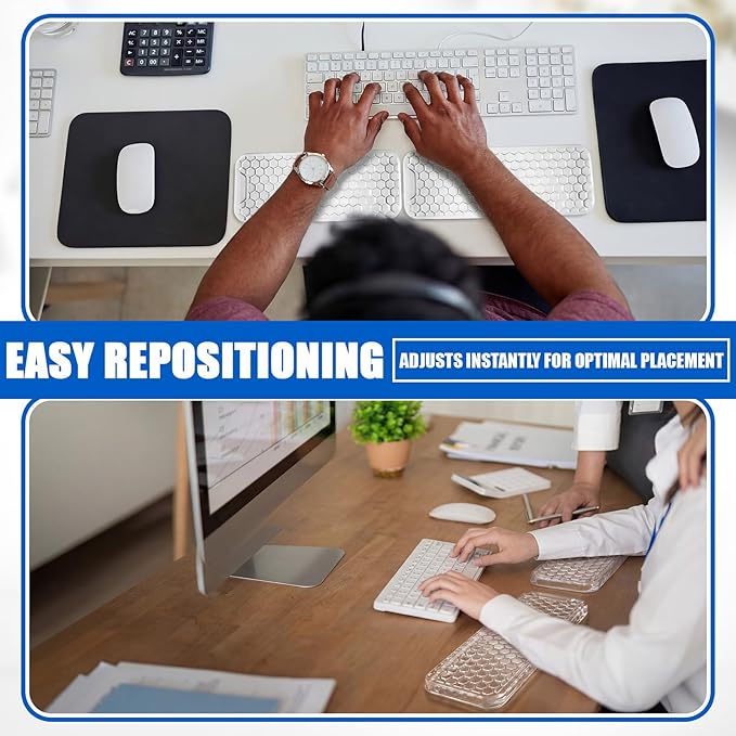 2 Pack Gel Elbow Pads for Desk 12x4 Inch Ergonomic Arm Rest Cushion Non-Slip Desk Support for Elbow Wrist Forearm Pain Relief Office Computer Gaming
