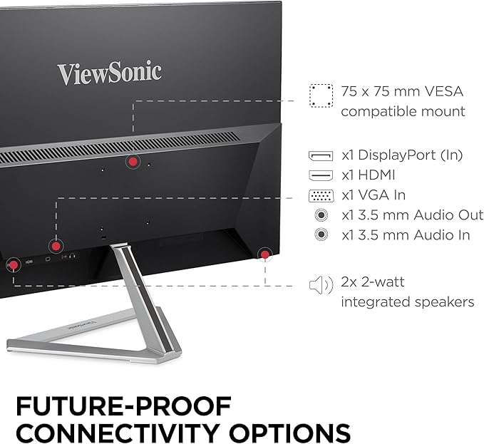 ViewSonic VX2476-SMHD 24 Inch 1080p IPS Monitor with FreeSync Ultra-Thin Bezels HDMI and DisplayPort