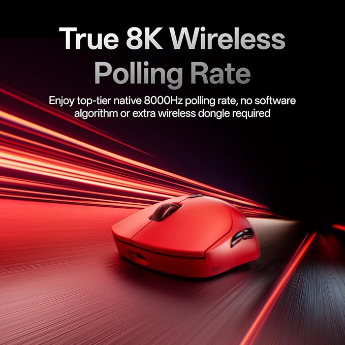 Rapoo VT2 MAX Wireless Gaming Mouse True 8K Wireless Polling Rate 53g Lightweight Up to 750 Hr Battery Nordic nRF54L15 MCU 120-Million Optical Switch 10 Programmable Buttons Macro Enabled