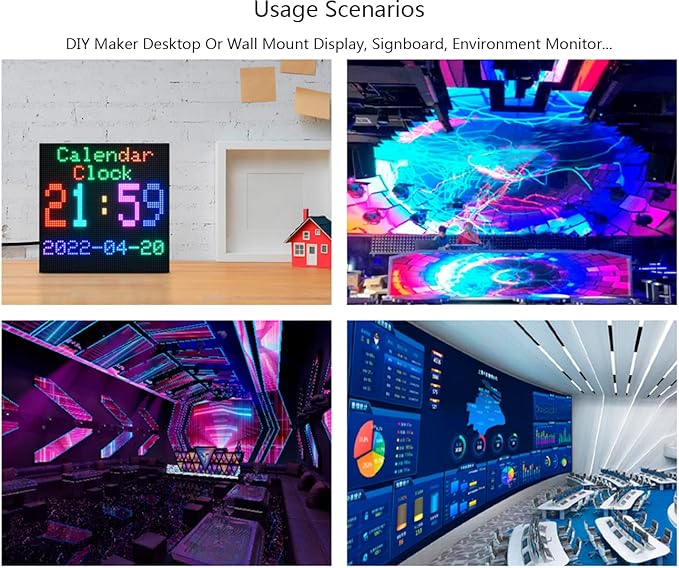 waveshare RGB Full Color LED Matrix Panel 64x64 Pixels 2mm Pitch Adjustable BrightnessSupports Raspberry Pi/Raspberry Pi Pico / ESP32 / ArduDisplay Text Colorful Image Animation