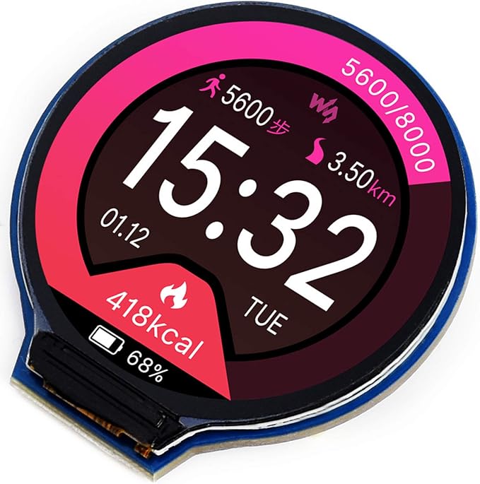 1.28inch Round LCD IPS Module 240x240 Resolution 65K RGB Colors SPI Interface for Arduino/Raspberry Pi/Jetson Nano/STM32