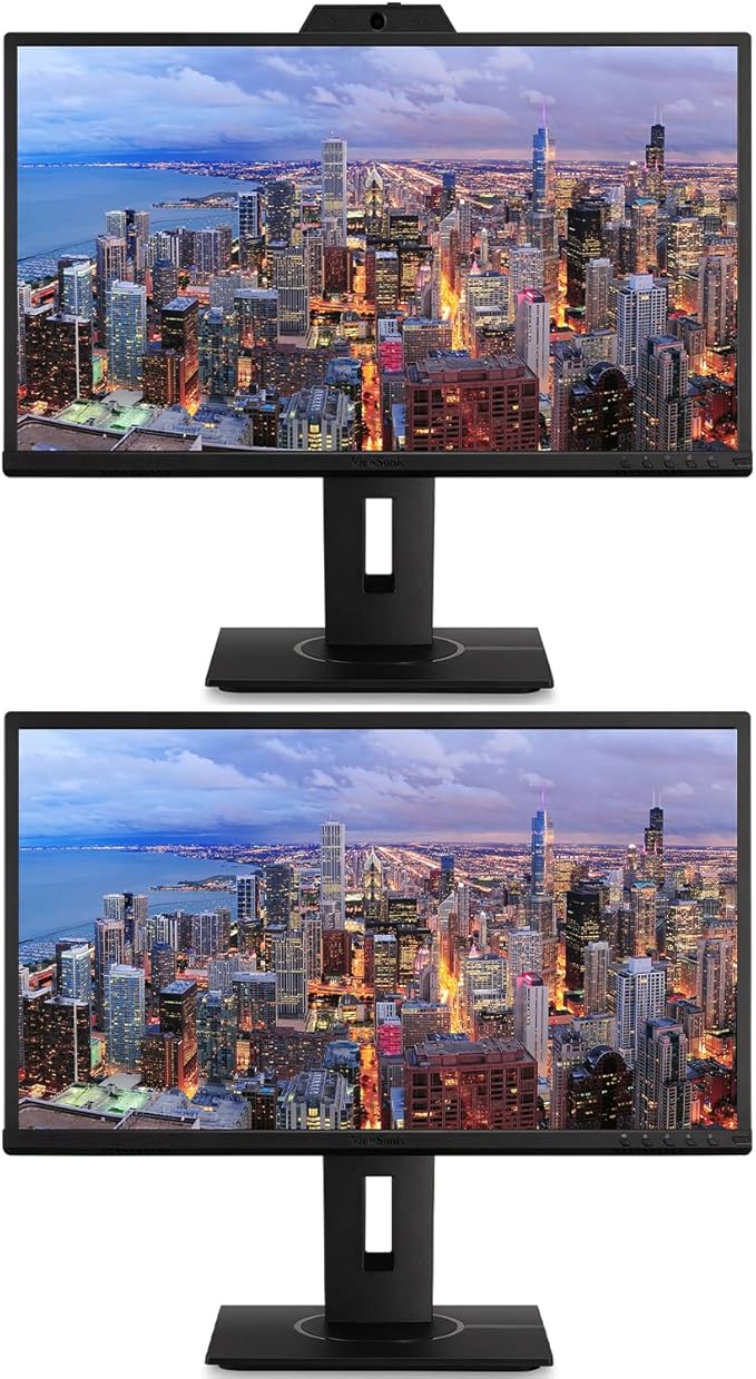 ViewSonic VG2440V 24-inch 1920 x 1080 Full HD LCD IPS Monitor 2-Pack Bundle with VG2440 Ultra-Thin Bezel FreeSync Eye-Care HDMI DisplayPort USB Hub Speakers Webcam Microphone