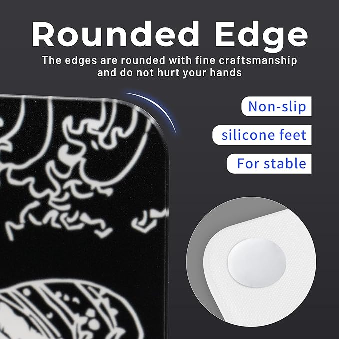 Glass Gaming Mouse Pad Black Kanagawa Hard Mousepads for GamingProfessional Large Mouse Mat 410mm*310mm Special Glass Surface with Improved Precision and Speed