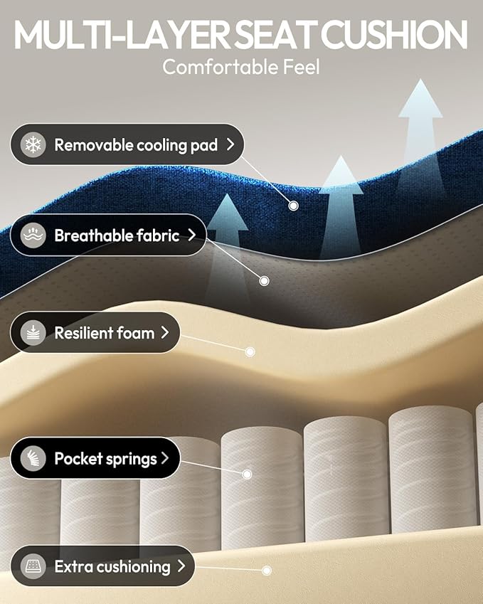 Dowinx Gaming Chair Breathable Fabric Game Chair with Gel Pad and Storage Bag Comfortable Gamer Chair with Pocket Spring Cushion Ergonomic Computer Chair with Footrest Beige and Brown