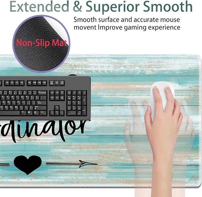 Large Gaming Mouse Pad + Keyboard Wrist Rest + Wrist Support + Coaster Set Memory Foam Ergonomic for Easy Typing XXL Extended Gaming Mouse Pad Table Pad - Chaos Coordinator