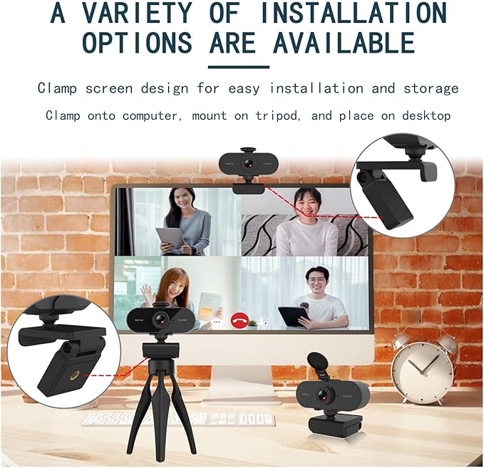 Web Camera Webcam 2K Full HD Web Camera with Microphone USB Plug Video Web Cam for PC Computer Laptop Mini Cam Accessories Gamer Webcast for Gaming Video Calling Recording