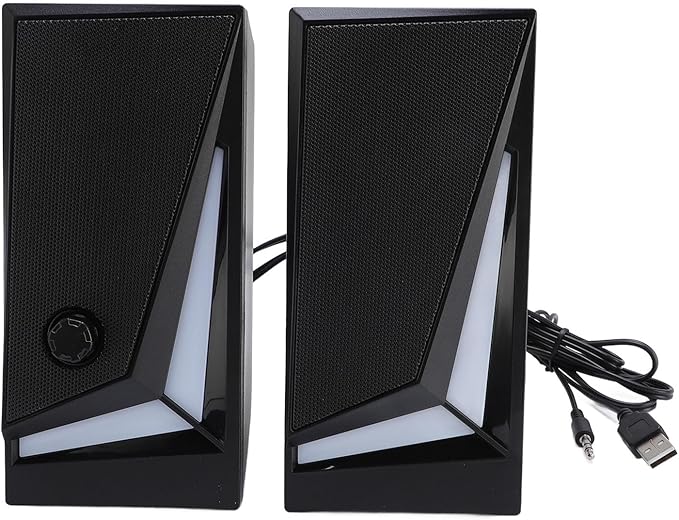 2 Inch Computer Speakers USB RGB 7 Dynamic Light Effects with 3.5mm Port Full Range Unit for Desktop PC Laptop Gaming Sound System