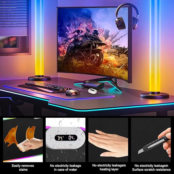 Heated Mouse Pad - Warm Mouse Pad - 6-Level Temperature Adjustment Smart Temperature Control LED Gaming Mouse Pad 8-Hour Timer with Auto Shut-Off31.5 x 15.7 inches