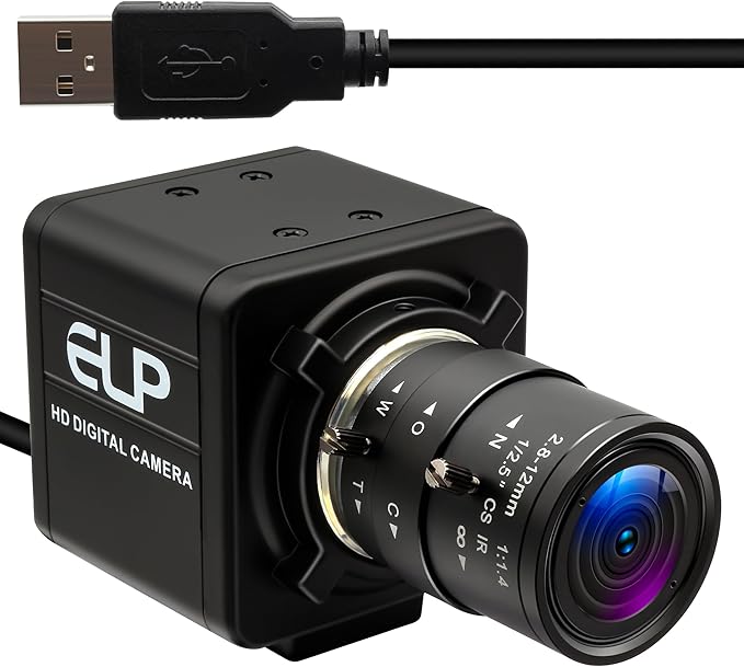 USB Camera - 8MP Security Webcam 4X Optical Manual Zoom Camera 2.8-12mm Adjustable Lens Plug &amp Play for PC Laptop Compatible with Raspberry Pi Windows Mac Linux