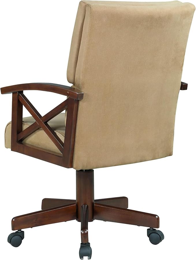 Tan and Upholstered Game Chair with Casters