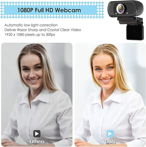 1080P Webcam with Microphone &amp Tripod Stand Privacy Shutter Cute Non Slip Rubber Base Mouse Pad with Wrist Rest Support