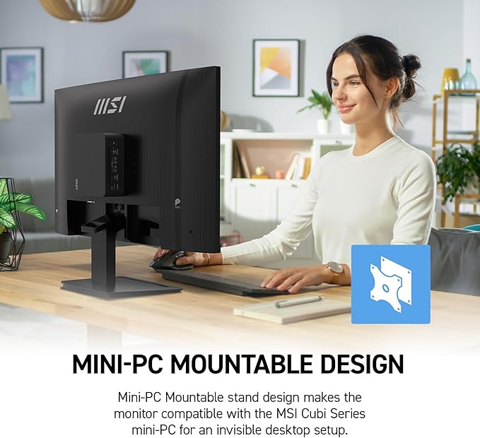 msi PRO MP273 E14A 27-inch IPS 1920 x 1080 (FHD) Gaming Office Monitor 144Hz Free-Sync HDMI DisplayPort VGA Port VESA Mountable Tilt Speaker 4-Side Slim Bezel 1ms Black