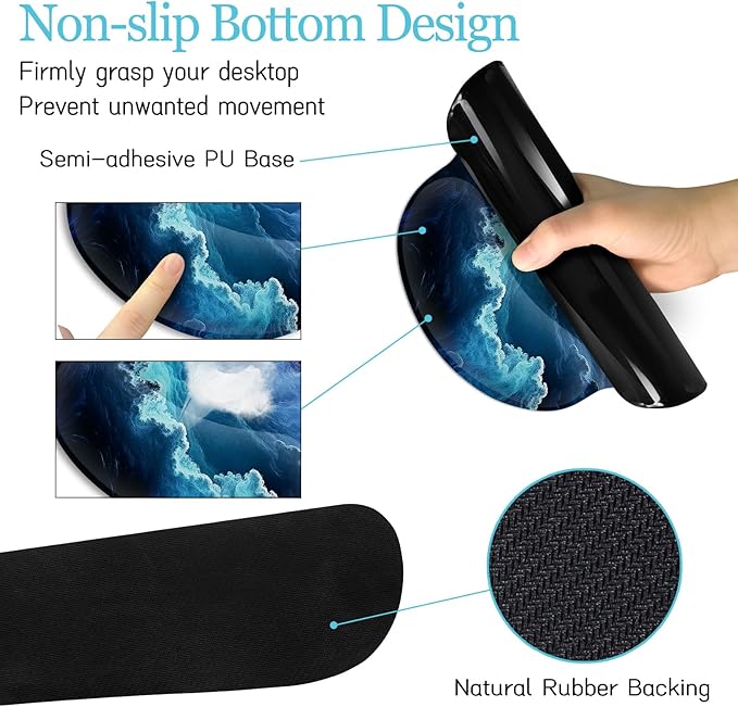 Galaxy Mouse Pad Set Large Desk Matt for Desktop Ergonomic Mouse Pad with Wrist Rest Gaming Mousepad Wrist Support Keyboard Mat Cup Coaster Set Cute Office Desk Decor Accessories
