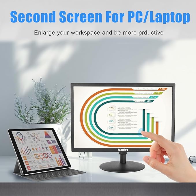 19 Inch Touch Screen Monitor 1440x900 Support HDMI VGA AV USB BNC 10 Points Capacitive Touch TFT LED Monitor for Laptop PC Xbox PS5/PS4 Switch POS Systems Built-in LounSpeakers