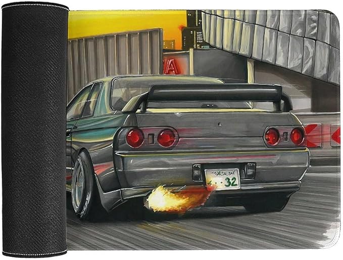 JDM Skyline GTR R32 Mouse Pad Japanese Car Gaming Desk Mat Large Non-Slip Rubber Mouse Pad for Desk with Stitched Edges 30x60cm