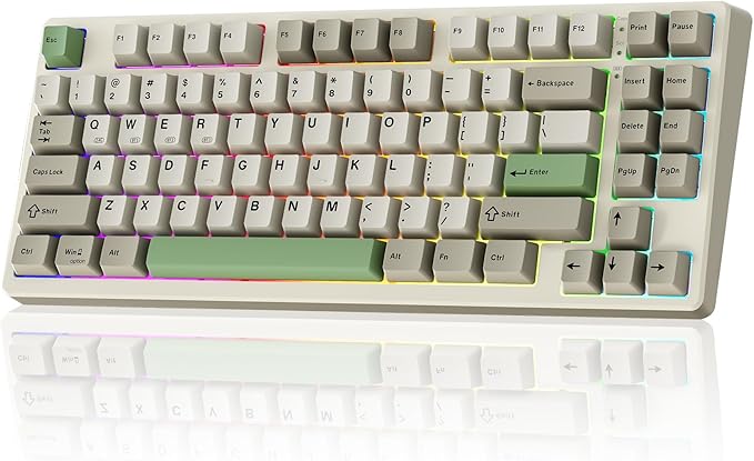 KN85 Wireless Mechanical Gaming Keyboard 75% Layout with RGB Backlit Custom Hot Swappable Creamy Sound Bluetooth/2.4GHz/USB-C Compatible with Windows/Mac/PC (Industrial GrayLinear Switch)