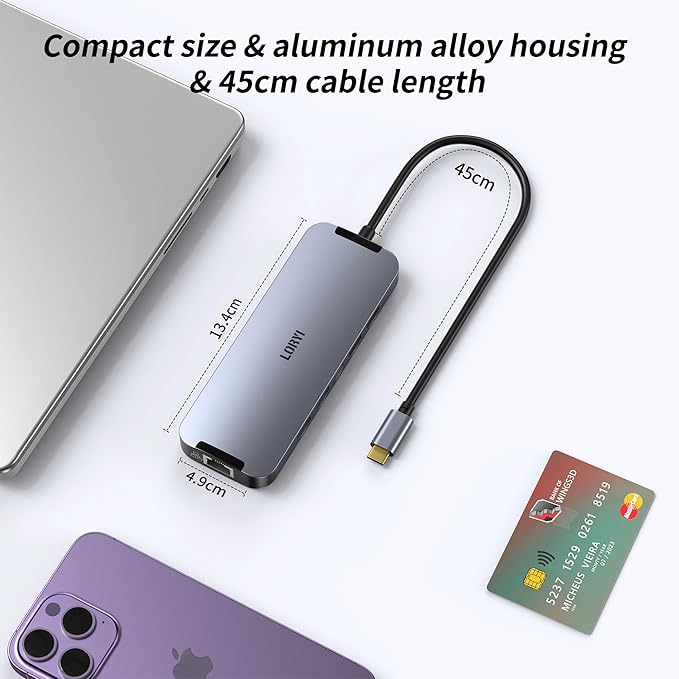 USB-C Hub (10-in-1) Dual 4K HDMI 100W PD Fast Charging HDMI Extension USB A3.0×2 USB C3.0×1 5Gbps Data Transfer USB2.0×2 3.5mm Audio 1000Gbps Ethernet Port USB C Docking Station with 2 HDMI Ports
