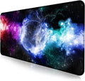 Large Extended Gaming Mouse Pad with Stitched Edges Non-Slip Waterproof Rubber Base Mouse Pad for Office Computer Keyboard Laptop and Home Desk Pad 35.4 x 15.7 x 0.12 Inch (Nebula Starry Sky)