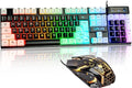 CHONCHOW Light Up Keyboard and Mouse Combo Full Size RGB Gaming LED Keyboard and Rainbow Wired Gaming Mouse for PS4 PS5 Xbox One Computer Desktop PC Gamer Office
