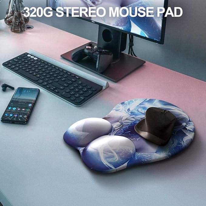 Cute Soft Sexy Cartoon 3D Big Breast Boobs Silicone Wrist Rest Support Mouse Pad Mat Gaming Mousepad 3D Mouse Pads with Wrist Support KG Alpha Frozen Elsa