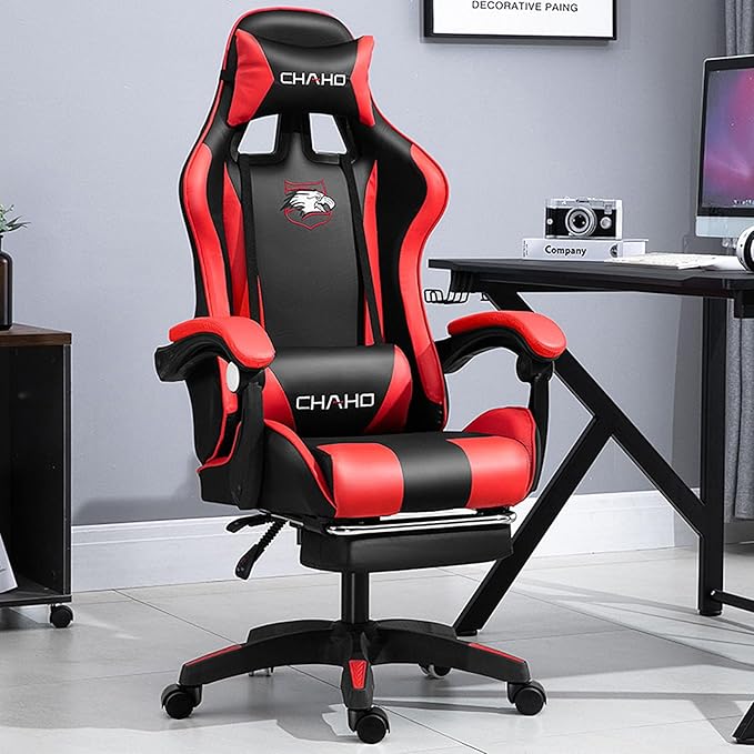 Adjustable Gaming Chair with Footrest Home Computer Chair Lift Armrest Swivel Chair Ergonomic Armchair Office Chair Comfortable Sedentary 165° Large Angle Reclining Lunch Break Lounge Chair