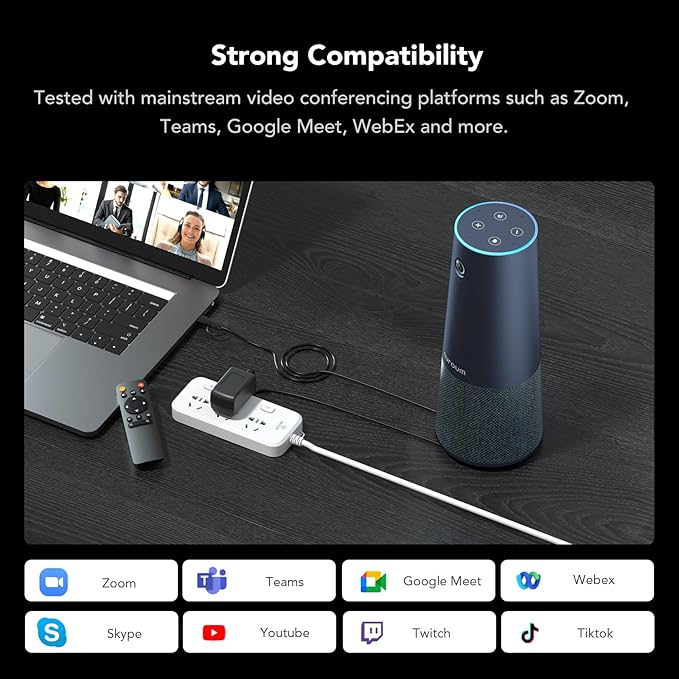 NEARITY C45 2K Video Conference Webcam with Microphone and Speaker All-in-One Camera with 4 Noise Cancelling Microphone 5X Zoom FHD Webcam AI Auto-Framing Plug-and-Play for Zoom/Teams/Google Meet
