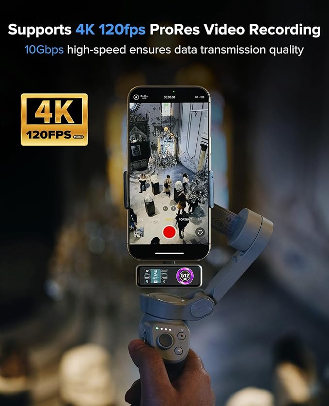 ZIKE Z791C Magnetic Portable SSD 512 GB External SSD Built-in Fan 4K 120fps ProRes Video Recording USB3.2 Gen2 up to 990MB/s Supports PD3.0 Port 27W Charging Compatible with iPhone 17/16/15