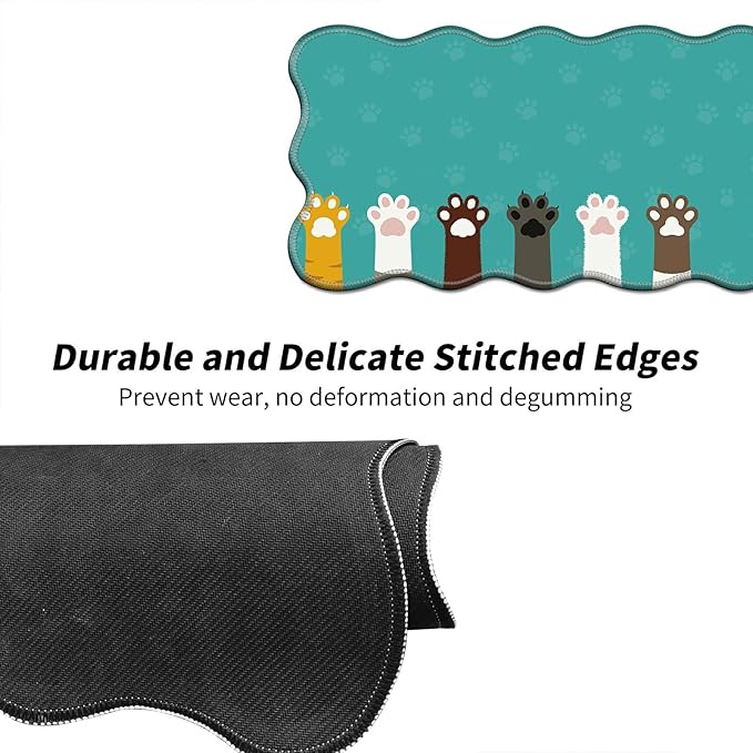 Cute Cat Paw Animal Desk Mat Mouse Pad 31.5 x11.8 XL Extended Mousepad Huge Mouse Pads with Stitched Edges Desk Pad for Work Game Office Home