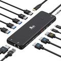 LIONWEI USB C Docking Station Dual Monitor 13 in 1 USB C Hub Triple Display 8 USB C/A Ports Ethernet Audio Laptop Dock for MacBookDellHPLenovoSurface