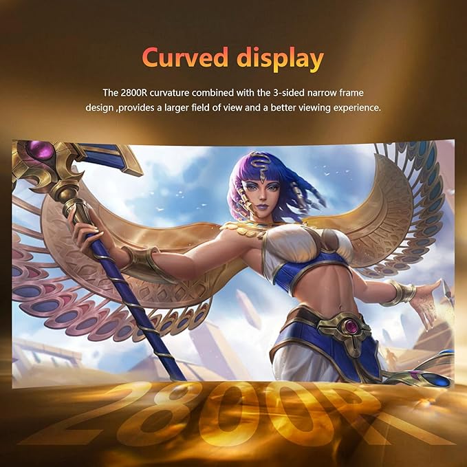 24 Inch Curved Gaming Monitor 180Hz Immersion MPRT 1ms99% sRGB HDR FHD1080P Computer Monitor FreeSync HDMI DP PortsFrameless HDR10 Eye Care VESA Mount75*75mm Ideal for Gaming Work