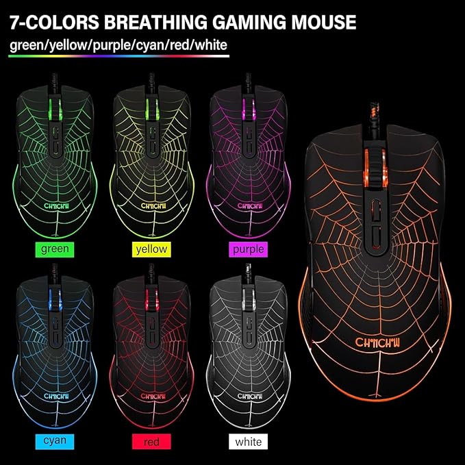 Gaming Keyboard Mouse Mousepad and Headset with mic Combo All in One USB Wired RGB Backlit Rainbow Side Button Gamer Bundle Set Compatible with PC Windows Xbox one PS4 PS5(Black)