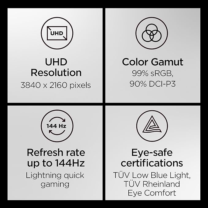 Lenovo Legion Y32p-30 Monitor - Gaming Monitor - 31.5 UHD IPS Display - 144Hz - DisplayHDR™ 400 - AMD FreeSync™ Premium - 0.2ms MPRT - Raven Black - NearEdgeless Design