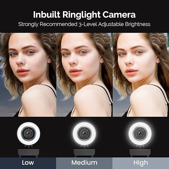 PC Webcam for Streaming HD 1080P 960A USB Pro Computer Web Camera Video Cam for Mac Windows Laptop Conferencing Gaming Webcam with Ring Light &amp Microphone