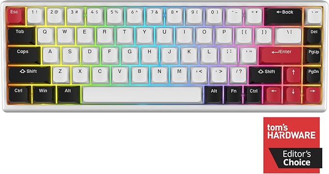 ARBITER Polar 65 - CNC Magnetic Gaming Keyboard w Rapid Trigger Hall Effect Switches CNC Aluminum Frame Rapid Trigger 65% Compact Bright RGB Dual-Shot PBT Keycaps - Ronin Red - Gin