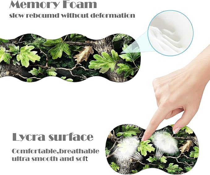 Ergonomic Keyboard Wrist Rest &amp Mouse Pad Wrist Rest SetXL Gaming Desk Mat 31.5x 11.8Non-Slip BaseMemory FoamEasy Typing Pain Relief for Office &amp HomeCamouflage Forest