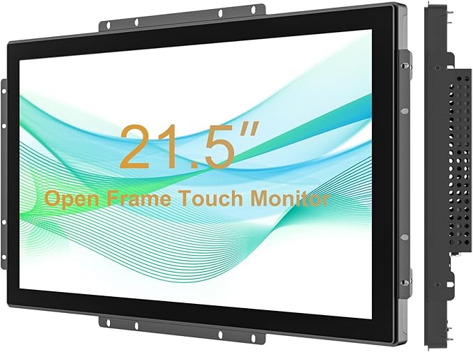 21.5 Inch 10 Points Industrial Capacitive Touch Monitor IP65 Waterproof 1920x1080 @ 60Hz TFT LCD IK08 Open Frame Design Touch Screen Suitable for kiosks
