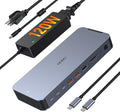 Laptop Docking Station with 120W Power Adapter18 in 1 USB C Docking Station Dual MonitorUSB C HUB with 2HDMI+DP10Gbps USB-A/C PortsEthernetSD/TF AudioScreen Off ButtonUSB C Dock for DellHP