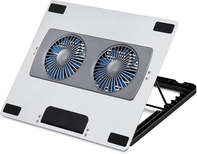 Foldable Laptop Cooling Pad with 6 Adjustable Heights Setting Double Quiet Fan for 10-16inch Notebook