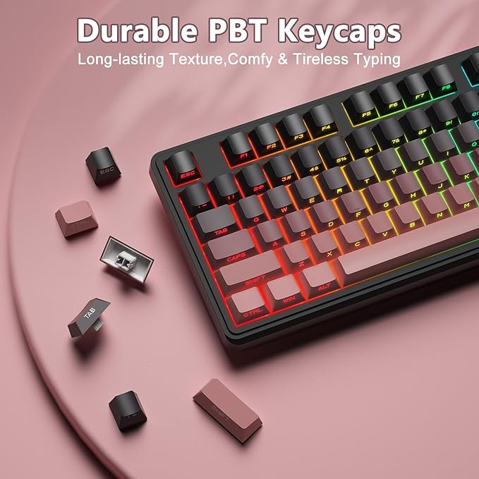 BlueFinger Wireless Gaming Keyboard and Mouse Combo RGB Backlit Tri-Mode Bluetooth/2.4G/USB-C Wired 98 Keys Quiet Keyboard with Number Pad Volume Knob &amp Screen 4800 DPI Mouse for PC/Mac/Lapto