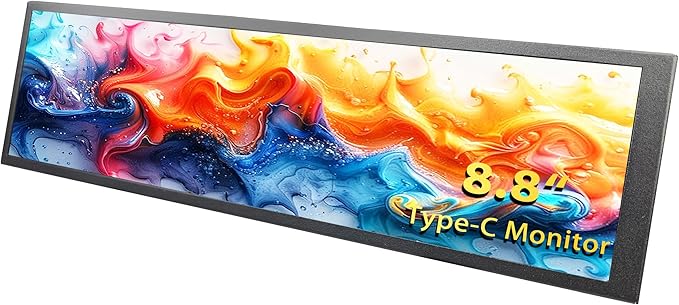 8.8-inch Touchscreen Bar Display 1920x480 Metal Shell IPS Portable Touch Monitor with USB-C Port. Compatible with Raspberry Pi Laptop Aida64 Monitoring GPU/CPU Stats and PC Case Mini Screen