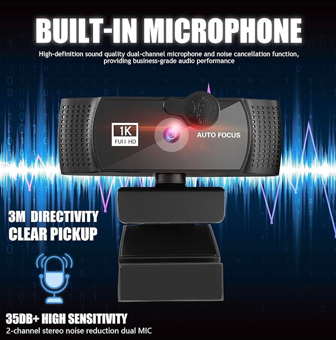 1080p Webcam with Microphone Web cam with Mic USB Adapter Plug and Play Computer Webcam for Online Calls Zoom