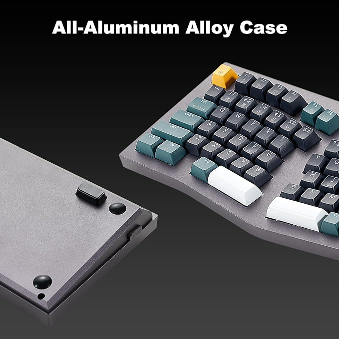 Hexgears F2 - Aluminum Custom Mechanical Keyboard Split Alice 83 Key Layout Ergonomic Keyboard Hot Swappable Slient Linear Switch BT5.0/2.4GHz/USB-C RGB Backlit for Win/Mac (Bamboo Gold)