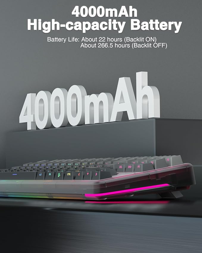 AULA F87 Pro Wireless Mechanical KeyboardTri-Mode BT5.0/2.4GHz/USB-C Hot Swappable Custom KeyboardPre-lubed SwitchesSide Printed PBT Keycaps75% TKL RGB Backlit Gaming Keyboards