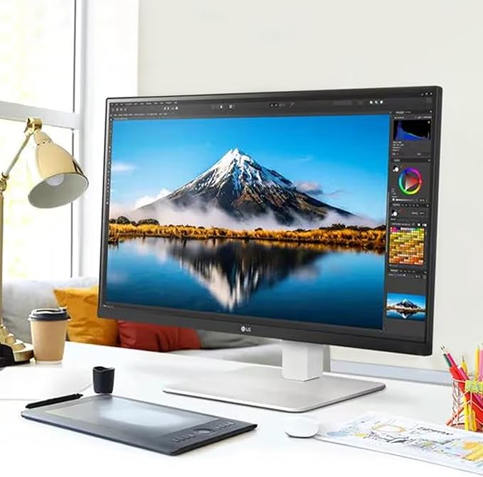 LG 27”Ultrafine UHD (3840 x 2160) 4K IPS Monitor HDR10 90% DCI-P3 Dynamic Action Sync Black Stabilizer &amp Flicker Safe VESA Mountable DisplayPort &amp HDMI Tilt/Height/Swivel/Pivot Adjusta