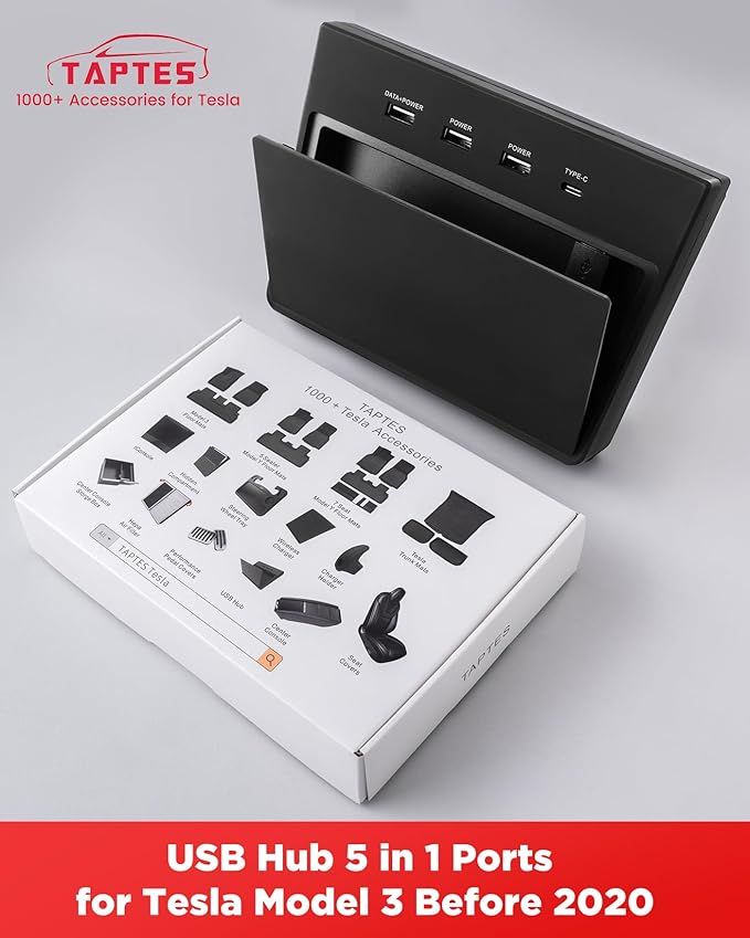 TAPTES USB Hub 5 in 1 Ports for Tesla Model 3 Before June 2020(Not Fit for Model Y)Dashcam &amp Sentry Mode Viewer USB Hub dongle USB (Not Fit for Tesla Model 3 Produced After June 2020)