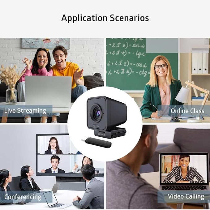 TOALLIN 1080P HD Wireless Webcam for PC Built-in Noise-Canceling Microphone Wireless Computer Camera for Video Conferencing Live Streaming and Online Video Calls