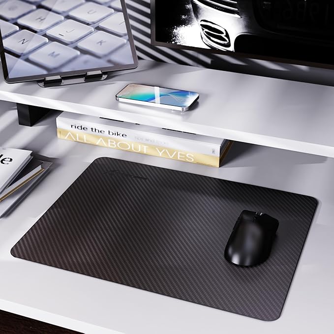 ATTACK SHARK CM04 Carbon Fiber Gaming Mouse PadEsports Mouse Mat G240Durable Non-Slip Natural Rubber BaseHigh Temperature Resistant &amp Waterproof Desk Mat for Gamer/Desktop/Office/Home(360x280mm