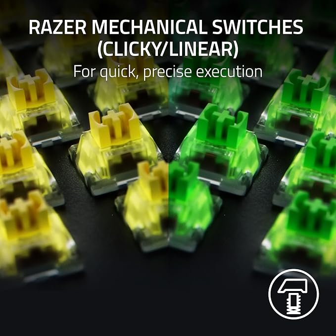 Razer BlackWidow V4 Mechanical Gaming Keyboard: Yellow Switches Linear &amp Silent - Chroma RGB - 6 Macro Keys - Magnetic Wrist Rest - Doubleshot ABS Keycaps - Roller &amp Media Keys - Snap Tap