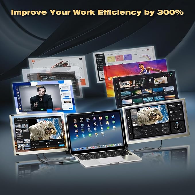 Teamgee 15.6 Laptop Screen Extender | Portable Monitor for 13-17” Mac/Windows Laptops | 120% sRGB FHD Metal Stand 235° Rotation Ideal for Hybrid Work